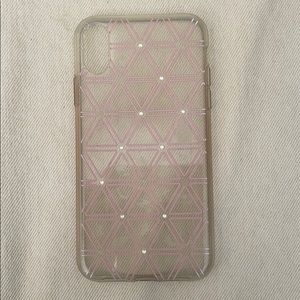 Pink Geometric iPhone XR case with sparkles